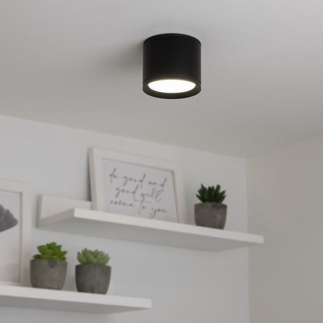 Flache Aufbauleuchte IP44 GX53 - Farbe: schwarz - Leuchtmittel: 6W neutralweiß dimmbar (1/5)