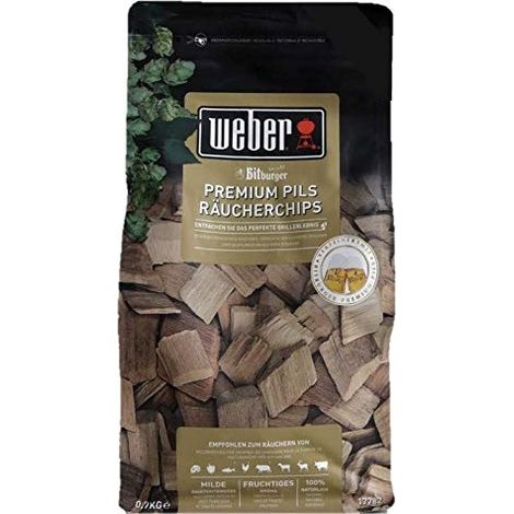 WEBER 17782 BITBURGER PREMIUM PICS ENCENS POUR TOUS LES TYPES DE VIANDE, DE LÉGUMES ET DE FROMAGES, GOÛT FRUITÉ ET SUCRÉ, FUMAGE