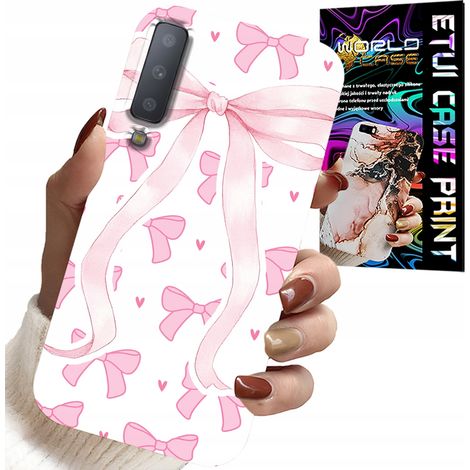 Custodia per Samsung A7 2018 - custodia con nastri rosa e motivi alla moda (1/5)