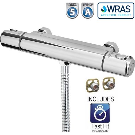 Triton Thermostatic Bar Mixer Shower Round Chrome Valve Only 150mm Fast Fit Kit