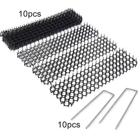 10 pieces 1347Cm Tapis D'Épines Anti-Chat, Tapis D'Épines Anti-Oiseaux, Protection Du Jardin Contre Les Oiseaux, Avec 10 Pointes En U - 20 pièces (1/4)