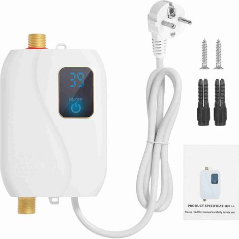 Chauffe-eau instantané électronique, chauffe-eau électrique de cuisine 220V 3500W mini chauffe-eau sans réservoir avec affichage de la température LED, petit chauffe-eau instantané électrique pour cui (1/5)