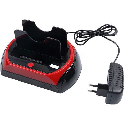 Station d'accueil double USB 2.0 pour disques durs 2,5" et 3,5" IDE/SATA, boîtier externe avec lecteur de cartes (1/5)