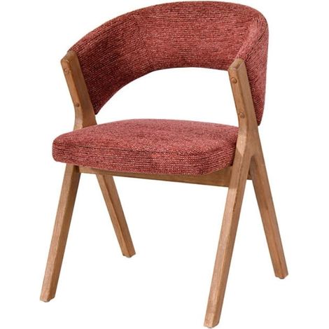 Lot de chaises salle à manger bois et tissu rouille accoudoirs KYARA Casita (1/2)
