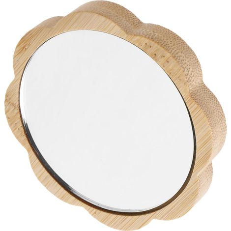 Miroir De Maquillage Compact Bois Portable pour Femme Miroir De Poche à Main Et Créatif pour Voyage Double Face Transportable