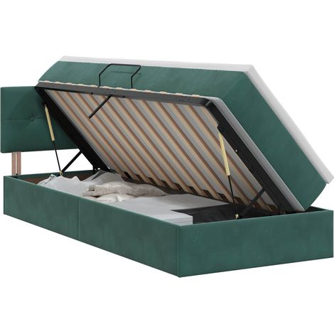 Letto con Contenitore Verde Scuro 90 x 200 cm Velluto vidaXL (1/5)