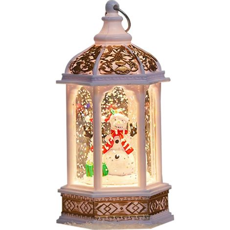 Lanterne Boule à Neige de Noël Rotative Scintillante - Bonhomme de Neige, Sapin, Père Noël - Lumineuse, Alimentée par Piles - Décoration d'Intérieur, Cadeau Enfant (1/5)