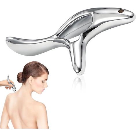 Massagegerät – Gua Sha Brett – Muskelentspannung – Ergonomischer Griff – 12 cm – Silber (1/5)
