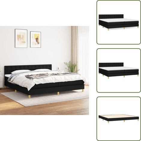 Boxspringbett mit Matratze Schwarz 200x200 cm Stoff - Boxspringbett - Doppelbett - Schlafsystem - Bettrahmen - Matratze