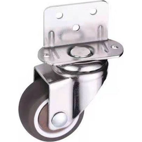 Lot de 4 roulettes pivotantes avec freins pour meubles et pots de fleurs - 4 platines de fixation en L, argentées, taille M4x12 mm (1/4)