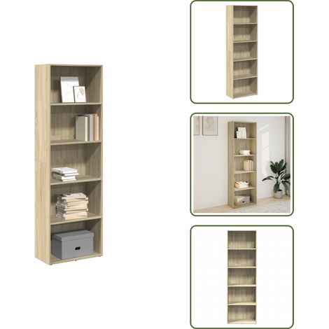Bibliothèque chêne sonoma 60x30x189 cm bois d'ingénierie - Bibliothèque - Bibliothèques - Étagère - Armoire De Rangement (1/5)