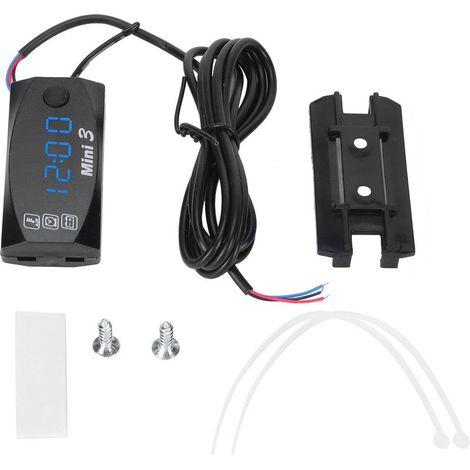 Compteur électronique LED 3 en 1 étanche pour moto, horloge numérique, thermomètre, voltmètre, lumière bleue (1/5)