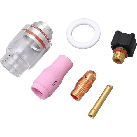 Buse de torche Tig, lentille à gaz 2.4mm, Kit de tasses en verre robuste et fiable Anti-fissure pour WP 9 20 TIG 6 pièces (1/5)