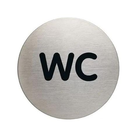 Pictograma WC Duradero Plateado Diámetro 83 mm