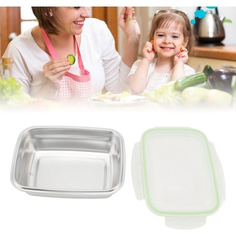 Quadratischer Aufbewahrungsbehälter aus Edelstahl 304, auslaufsicher, ideal für Mittagessen oder zur Kühlung, 350 ml. (1/5)