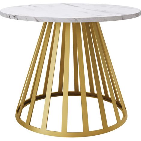 Table basse Oswego 130, Marbre blanc, 45x0x0cm, Diamètre: 58, Stratifié, Rond