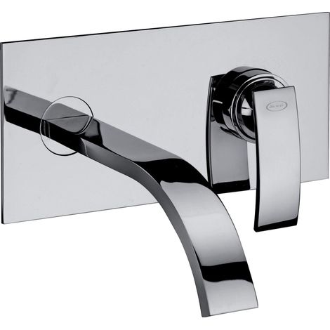 Lavabo a muro con piastra Jacuzzi rubinetteria ottone cromato serie Glint 0IQ00497JA00 (1/3)