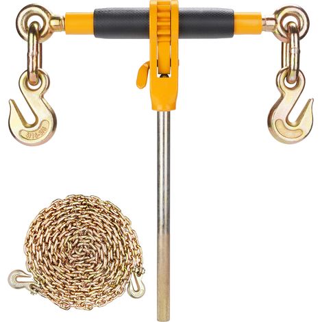 Mophorn Ratschen-Kettenbinder, 5/16"-3/8" Hochleistungs-Lastbinder, G80-Ketten, 7100 lbs sichere Lastgrenze, arbeitssparender Anti-Rutsch-Griff, Zurrgurt für Pritschenwagen-Anhänger, 4er-Pack (1/5)