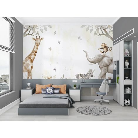 Papier peint animaux safari doux 1 - 150 x 250 cm (1/2)
