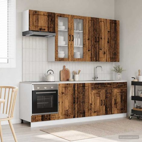 vidaXL Unité de cuisine KALMAR 8 pcs Bois ancien Bois d'ingénierie (1/5)