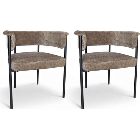 Lot de 2 fauteuils de table pied métal et tissu, COLETTE (1/4)