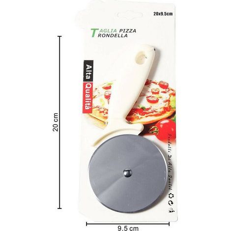 TrAdE Shop Traesio - Rotella Taglia Pizza In Acciaio Coltello A Ruota Per Cucina Ristorante 20x9,5cm -