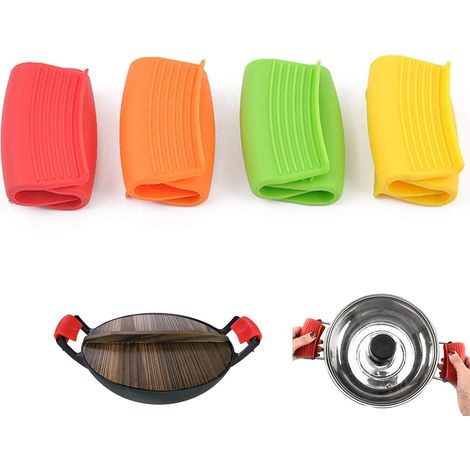 Maniques en RéSistant à La Chaleur Gants de Cuisine Support de Pot en Mini Four GantVert 4 paires Silicone Rouge Vert Jaune Orange (1/5)