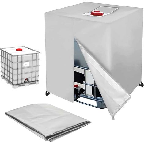 Housse IBC 1000L avec ouverture, protection UV et pluie, accessoire cuve à eau, film résistant, dimensions 120 x 100 x 116 cm (1/3)