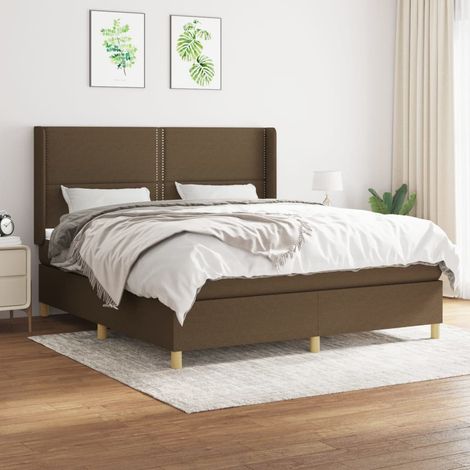 Boxspringbett mit Matratze Dunkelbraun 180x200 cm Stoff (1/5)