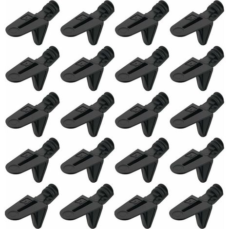 – Lot de 20 taquets en alliage zingué noir passivé – Équerre à encastrer Ø5mm avec 2 encoches – Capacité de charge 9,4kg par pièce (1/2)