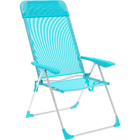 Marbueno Chaise Pliante 5 Positions Aluminium avec Coussin Turquoise Plage et Piscine 69X58X110 cm 10311