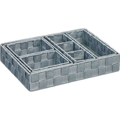 Lote de 6 cestas de almacenamiento multiusos trenzadas 40 x 30 x 30 cm de metal beige 130014885 (1/4)
