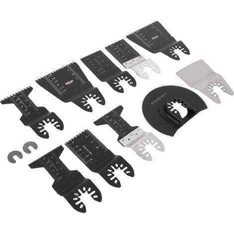 12 lames de scie universelles multifonctions pour bois, tubes PVC et métal, lame droite type B (1/5)