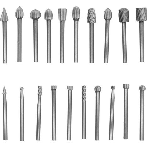 Ensemble D'outils de Rotation en Acier à Grande Vitesse 20 Pièces, Outil de Fraises de Coupe de Foret de Sculpture sur Bois pour le Travail du Bois, le Perçage, la Sculpture sur Métal, la Gravure, le (1/4)