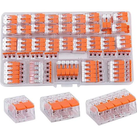 225 pièces de connecteurs de câbles, serre-câbles électriques, bornes de connexion avec levier de commande, bornes pour conducteurs de 4 mm², bornes à vis, bornes de connexion (1/5)