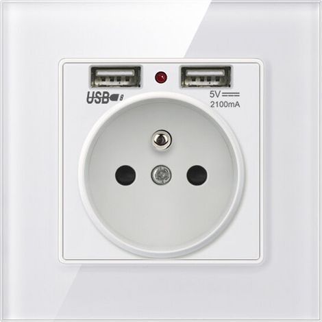 Prise électrique murale avec double USB – Chargeur 5V/2100mA – Installation facile – Pour appareils numériques et électriques