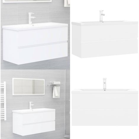 Armoire d'évier avec lavabo intégré blanc bois d'ingénierie - Meuble De Salle De Bain - Armoire De Salle De Bain - Lavabo - Ensemble Meuble Lavabo - Robinet - Home & Living (1/5)