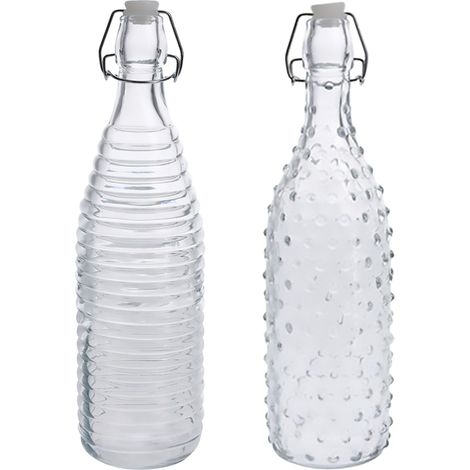 BOTTIGLIA IN VETRO 'DOPPIO DECORO' 1000 ml fondo bianco- 12 pezzi