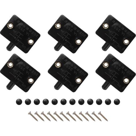 Interrupteur à LED pour Porte d'Armoire 6 Pièces Noir Éclairage Placard Normalement Fermé (1/4)