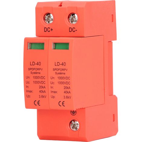 Dispositif de protection contre les surtensions 1000 V CC 20-40 kA 2P PC pour systèmes photovoltaïques (PV) (1/5)