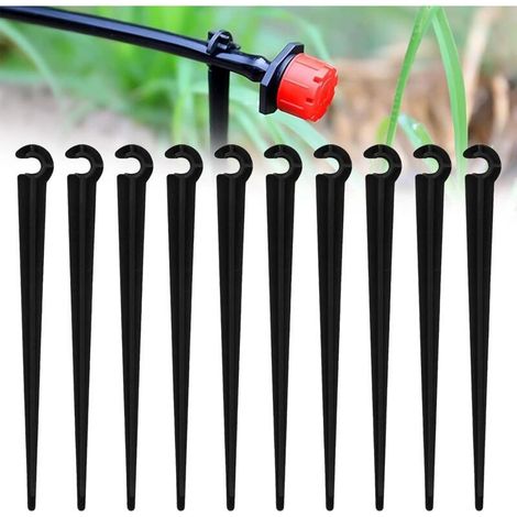 100 Pièces Piquets de Support de Tuyau d'irrigation, Arrosage en Plastique Piquet de Fixation au Sol Porte Tuyau, Support d'Égouttement d'Irrigation Pour Arrosage de 4/7 mm Tuyau (1/5)