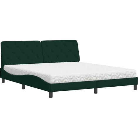 Maison Exclusive - Letto con Materasso Verde Scuro 180x200 cm in Velluto (1/5)