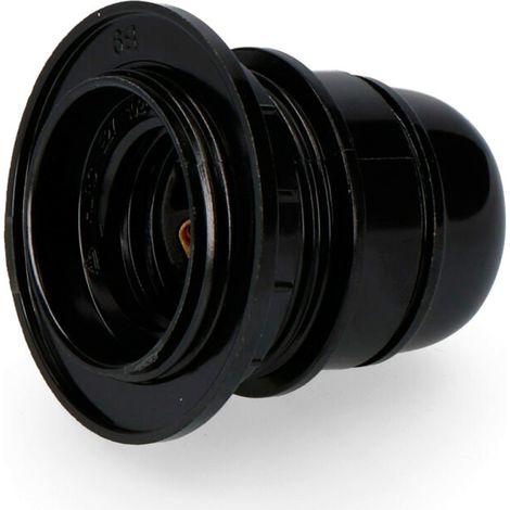 Portalámparas EDM Semiroscado E-27 + Arandela Negro (1/2)