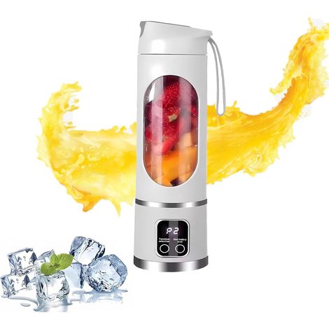 Liquidificador portátil de 450ml, ideal para preparar smoothies e sucos líquidos (branco). (1/5)