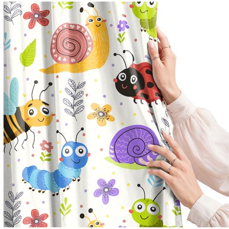 Rideau pour chambre d'enfant (garçon ou fille) avec un ruban à motif abeille, 140 x 160 cm (1/5)