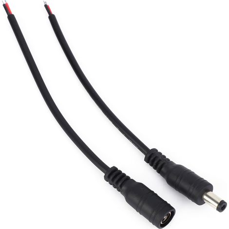 5 paires de connecteurs jack d'alimentation CC mâles/femelles 5,5 x 2,1 mm (noir) (1/5)