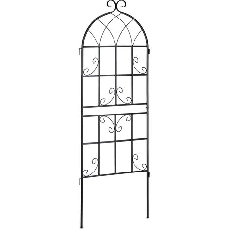 Set de 2 celosías de jardín decorativas de metal negro 150 x 50 x 1,5 cm con soporte para plantas trepadoras 130008798 (1/5)