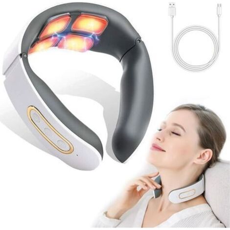 Nackenmassagegerät. 6 Modi, 9 Stufen, intelligente elektrische Nackenmassage. Pulsierende Massage mit 4 Massageköpfen und konstante Heizfunktion für präzise Massage im Büro und zu Hause. (1/5)