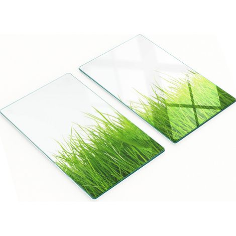 Set di taglieri da cucina in vetro temperato con motivo a erba, 2x30x52 cm (1/5)