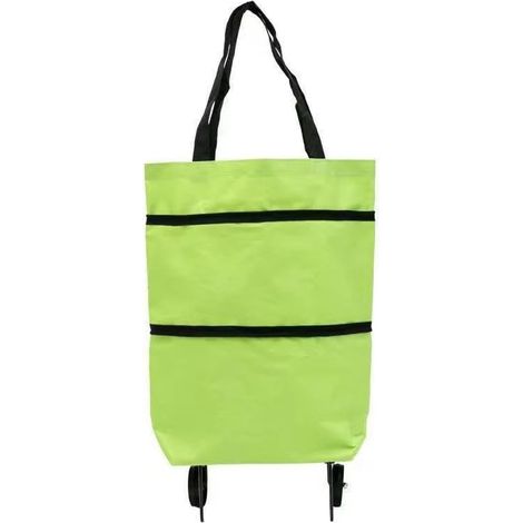 Chariot pliable léger 2-en-1, chariot pliable avec roues, sacs d'épicerie réutilisables, sac de voyage pour femmes ou hommes, maison, cuisine (Vert) (1/4)